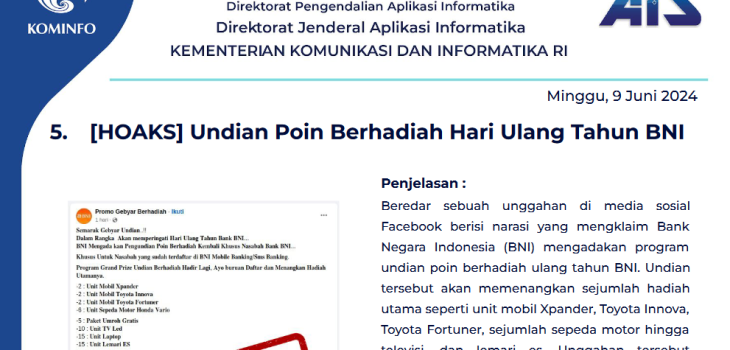 Isu Hoaks 9 Juni 2024