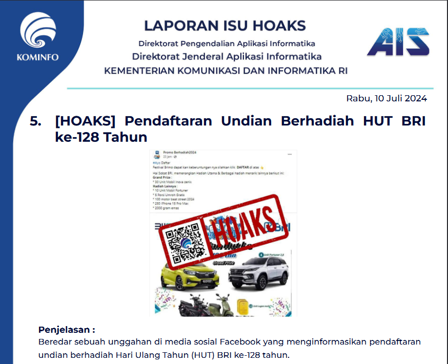 Isu Hoaks 10 Juli 2024