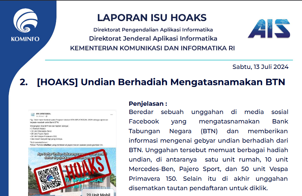 Isu Hoaks 13 Juli 2024