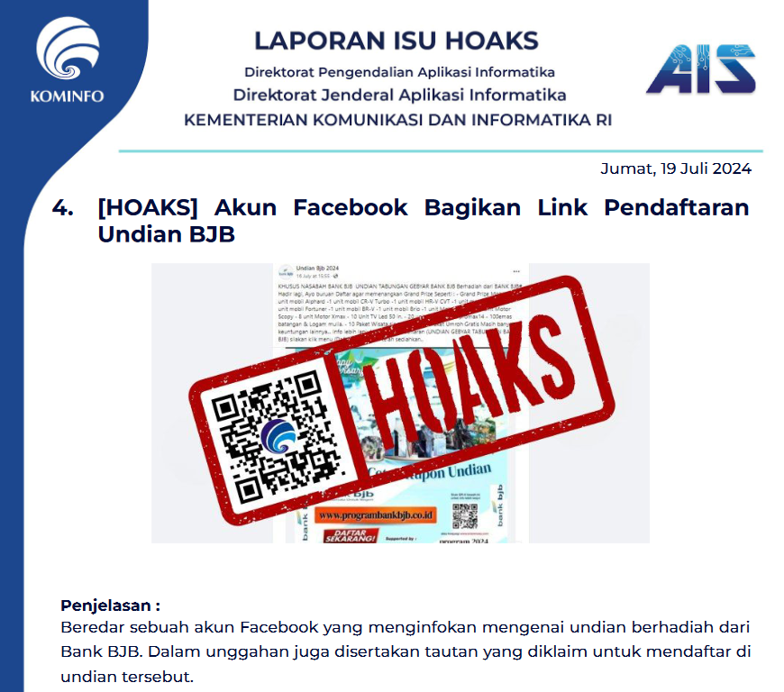 Isu Hoaks 19 Juli 2024