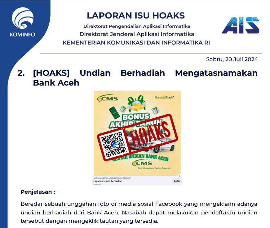 Isu Hoaks 20 Juli 2024