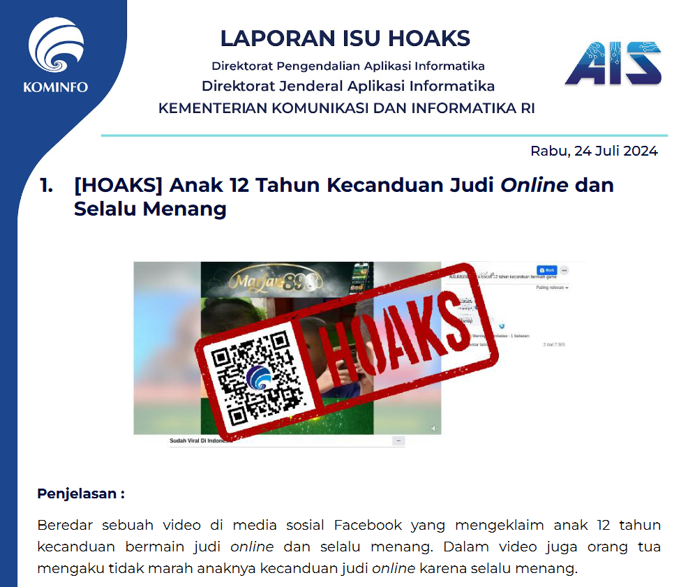Isu Hoaks 24 Juli 2024