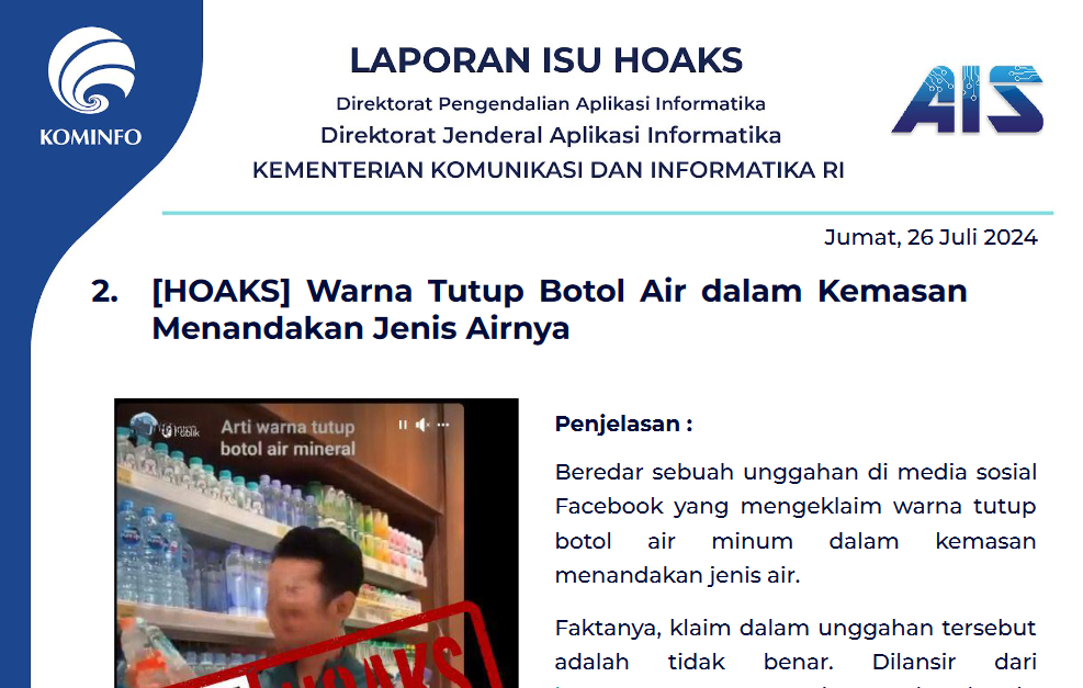Isu Hoaks 26 Juli 2024