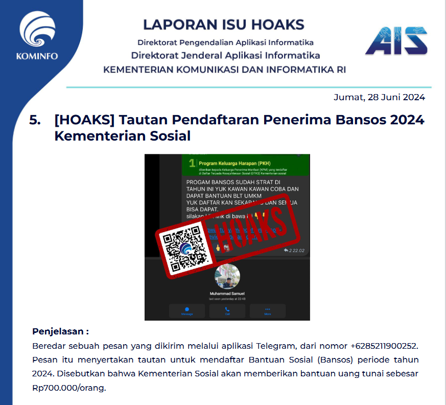 Isu Hoaks 28 Juni 2024