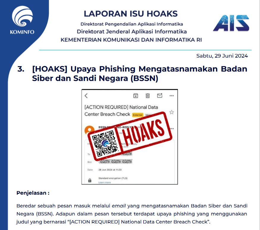Isu Hoaks 29 Juni 2024