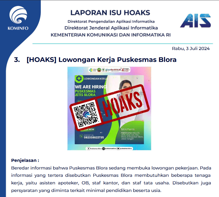 Isu Hoaks 3 Juli 2024