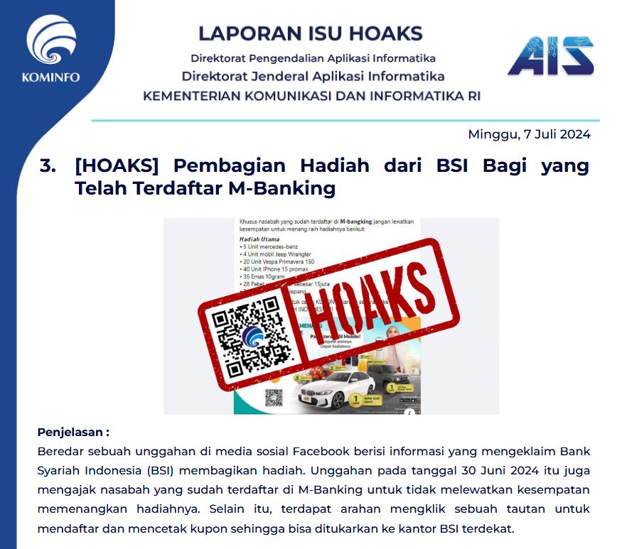 Isu Hoaks 7 Juli 2024