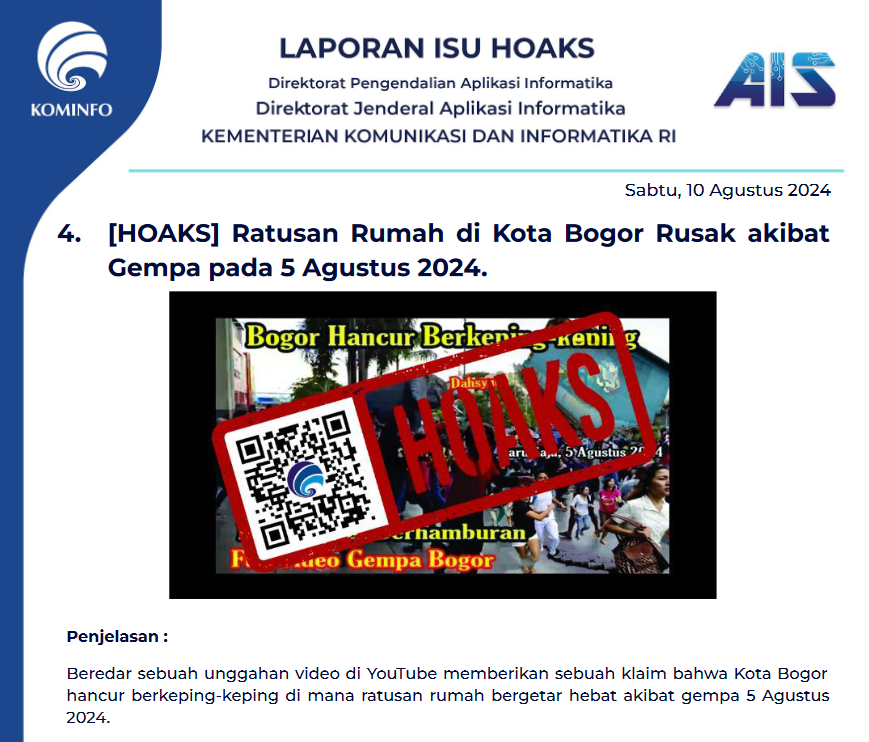 Isu Hoaks 10 Agustus 2024