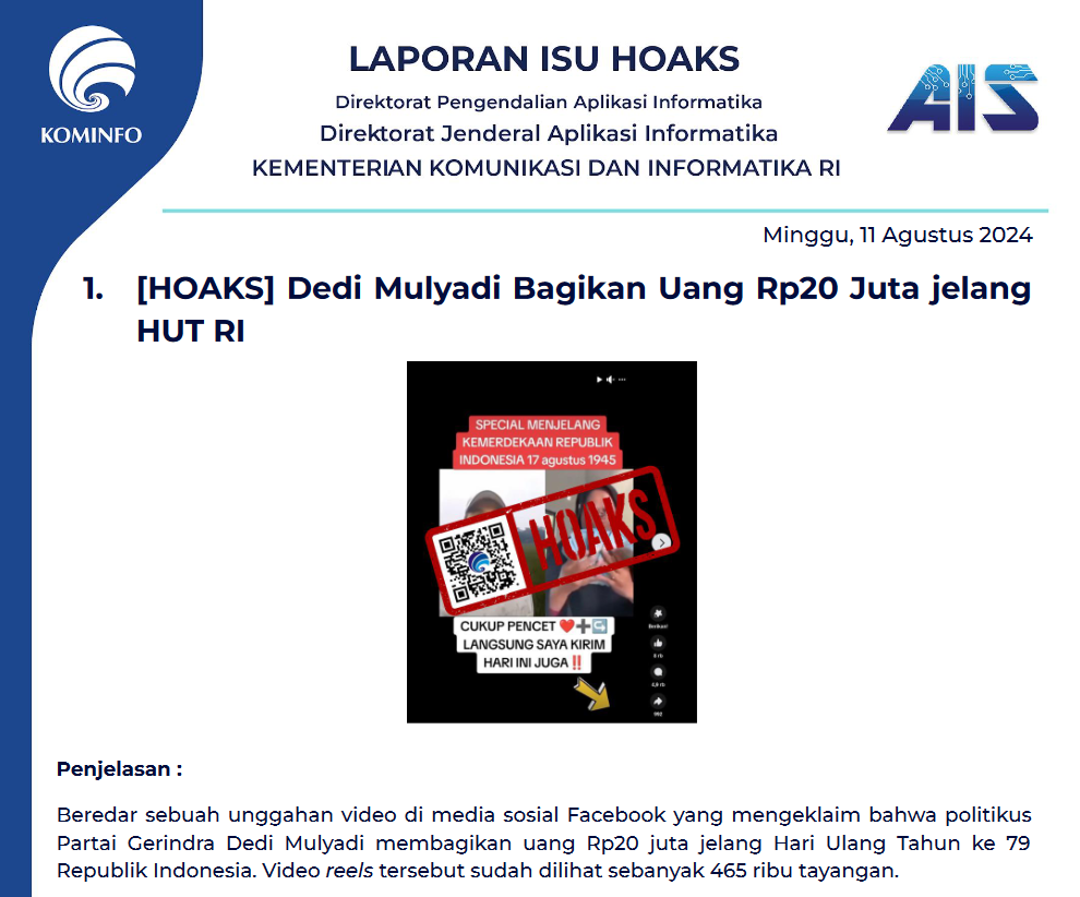 Isu Hoaks 11 Agustus 2024