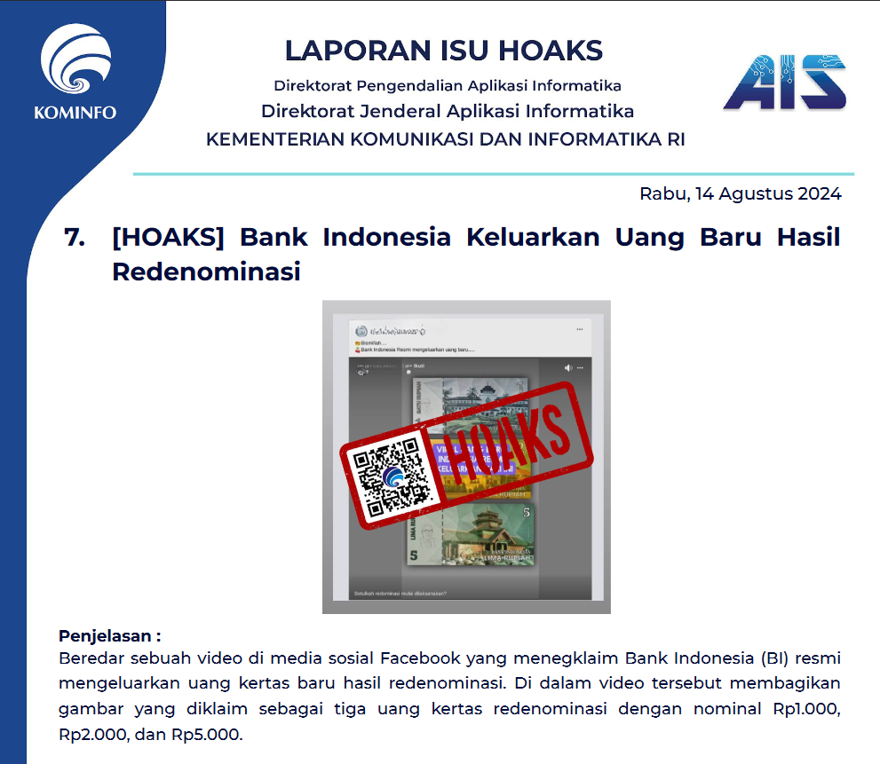 Isu Hoaks 14 Agustus 2024