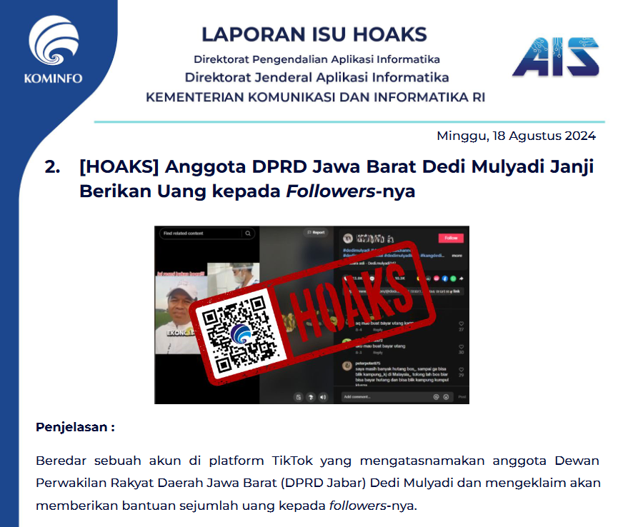 Isu Hoaks 18 Agustus 2024