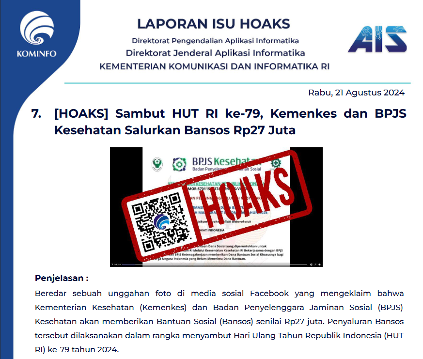 Isu Hoaks 21 Agustus 2024