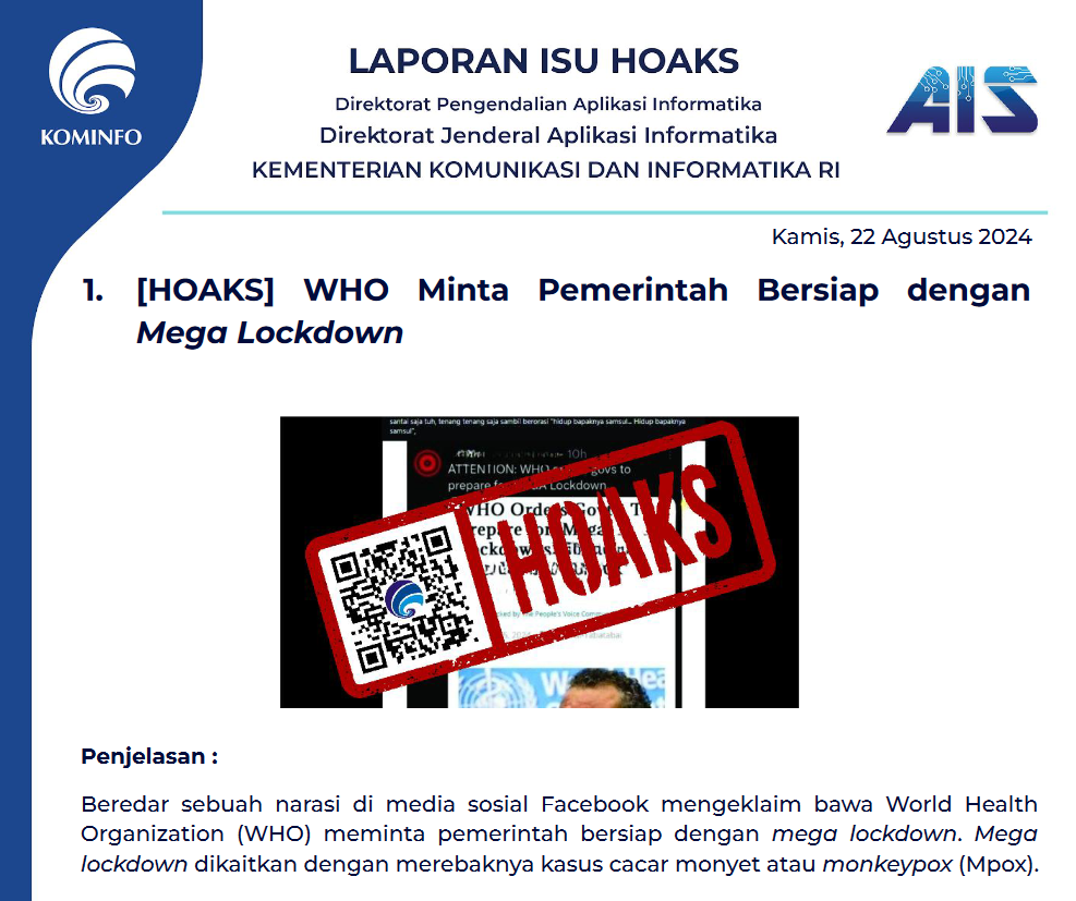 Isu Hoaks 22 Agustus 2024