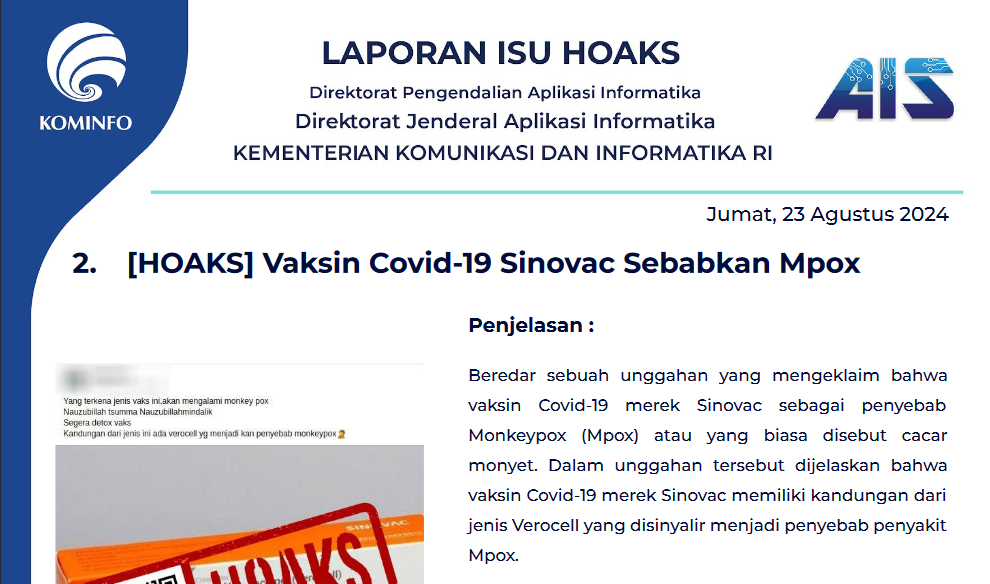 Isu Hoaks 23 Agustus 2024