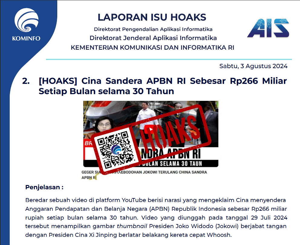 Isu Hoaks 3 Agustus 2024