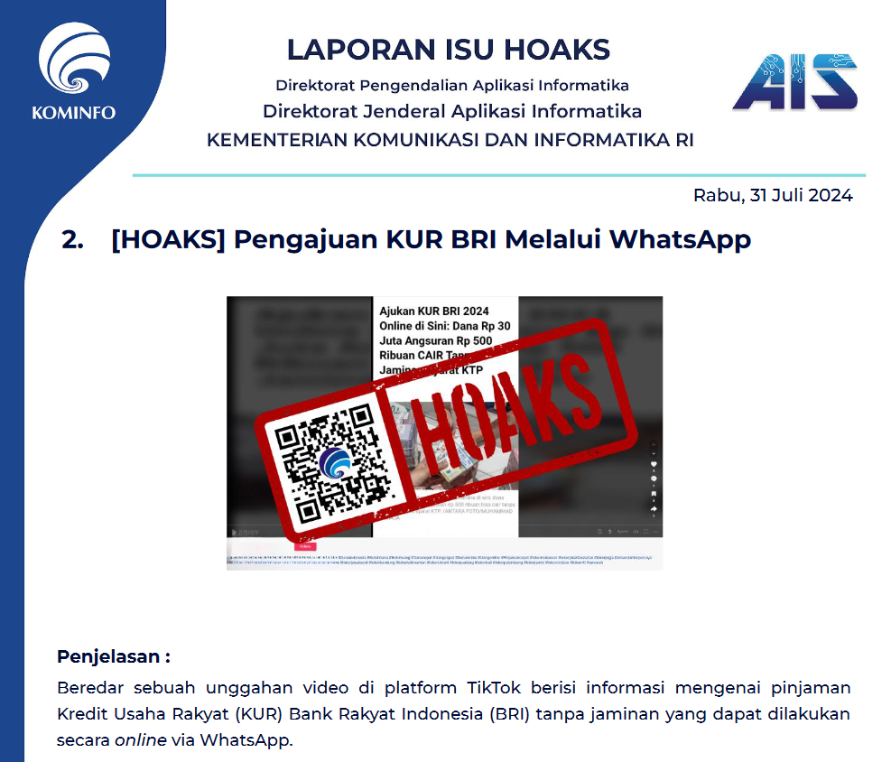 Isu Hoaks 31 Juli 2024