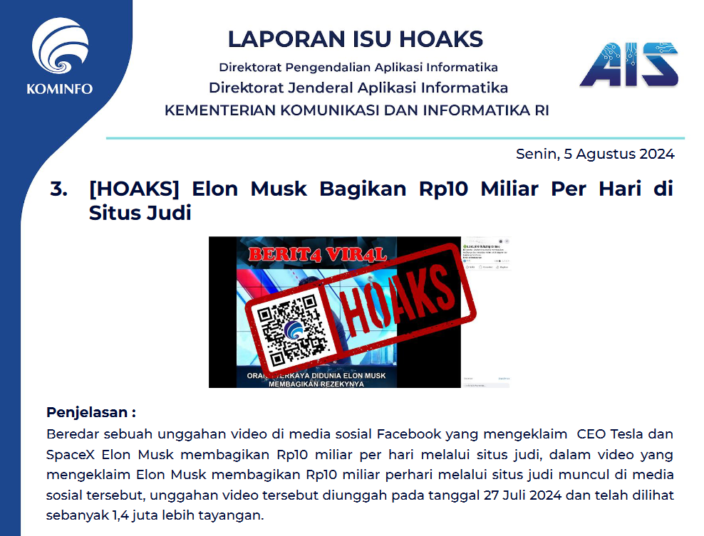 Isu Hoaks 5 Agustus 2024