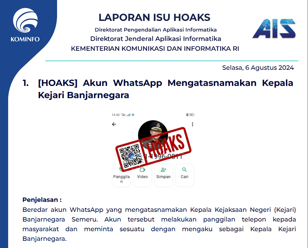 Isu Hoaks 6 Agustus 2024