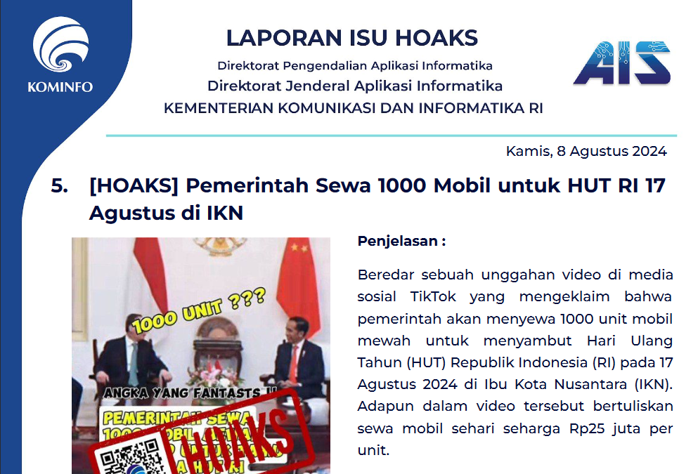 Isu Hoaks 8 Agustus 2024