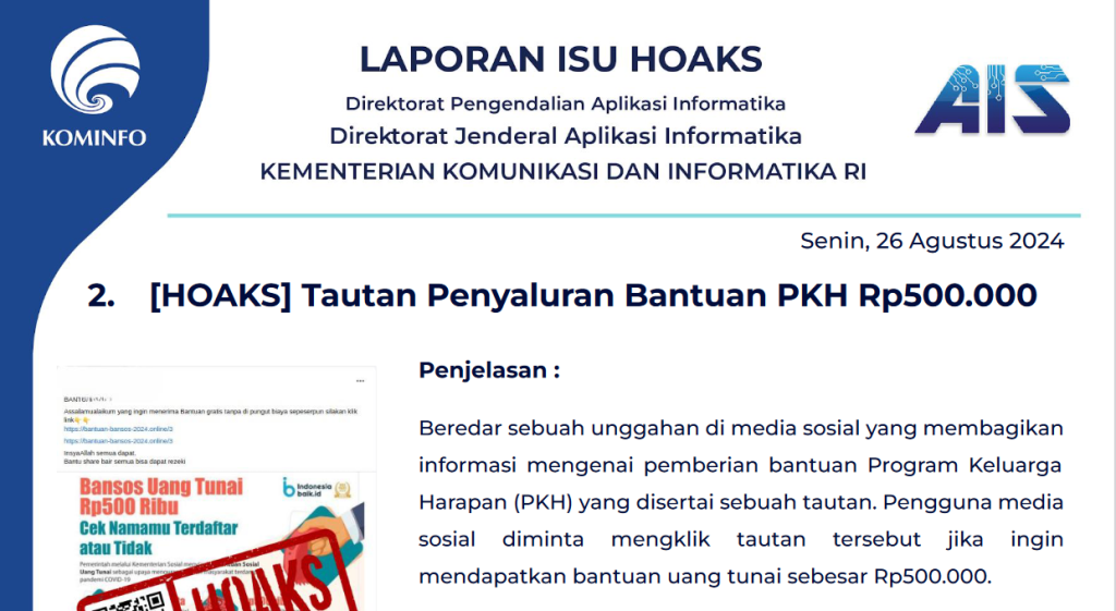 Isu Hoaks & Disinformasi 26 Agustus 2024