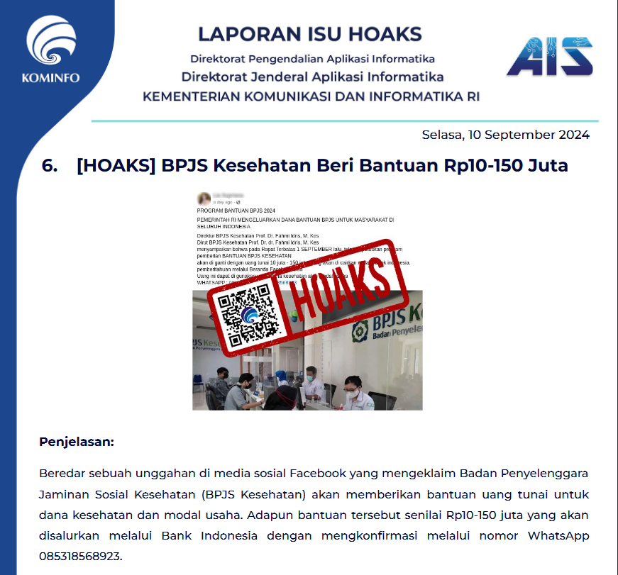 Isu Hoaks 10 September 2024