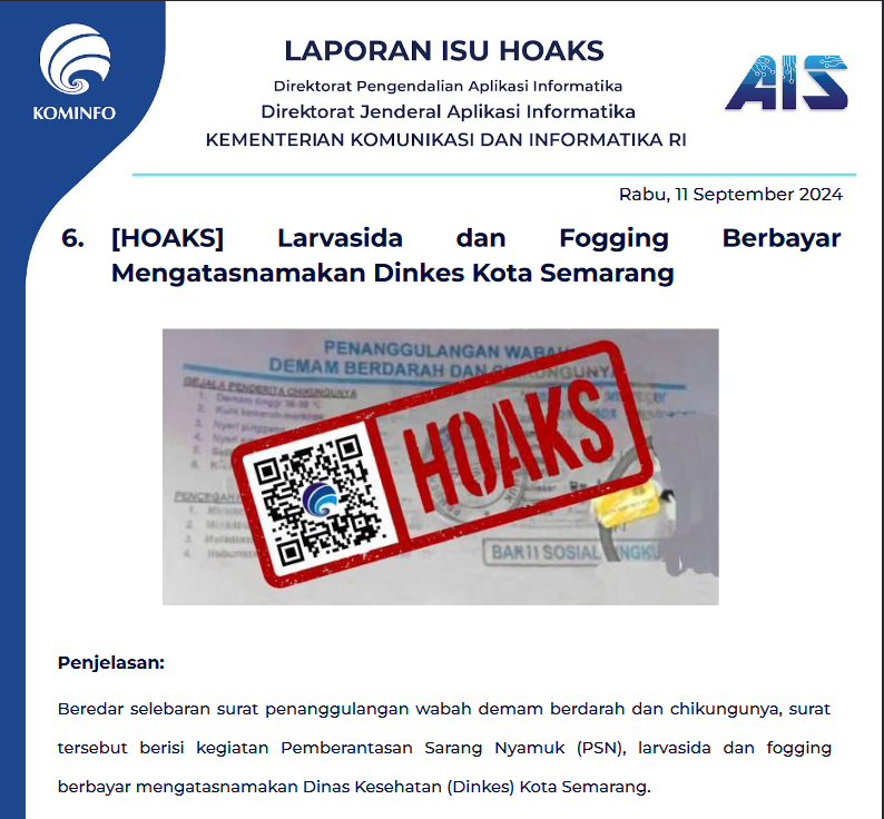 Isu Hoaks 11 September 2024