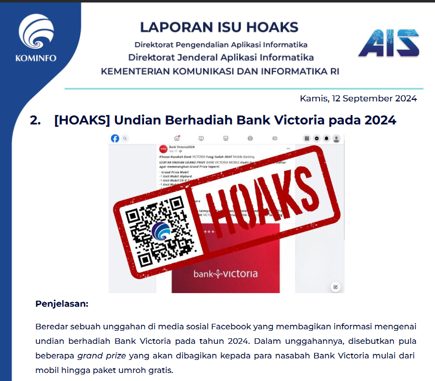 Isu Hoaks 12 September 2024