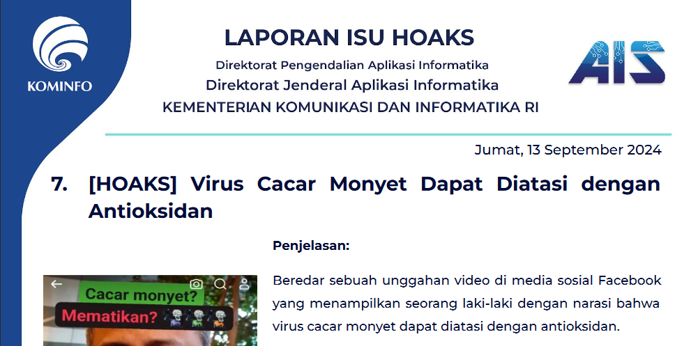 Isu Hoaks 13 September 2024