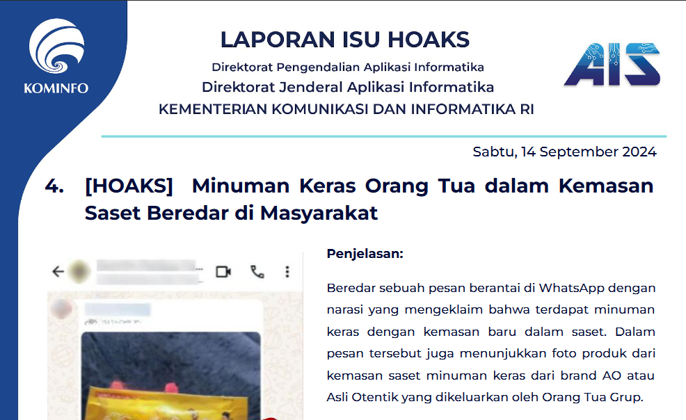 Isu Hoaks 14 September 2024