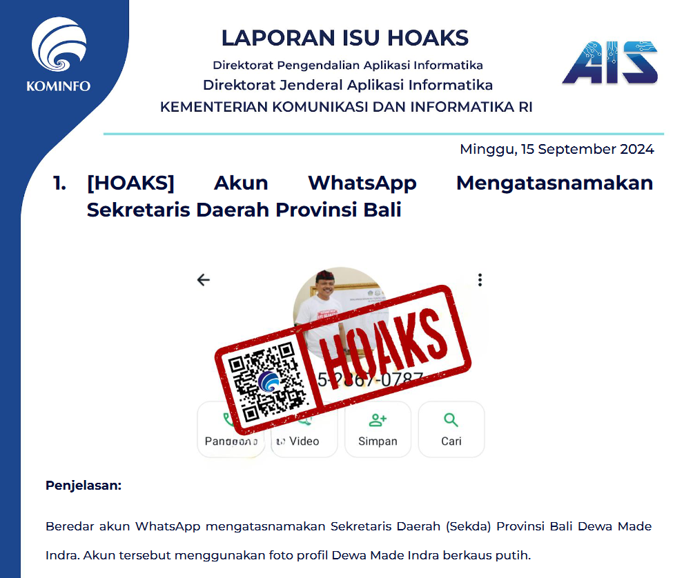 Isu Hoaks 15 September 2024