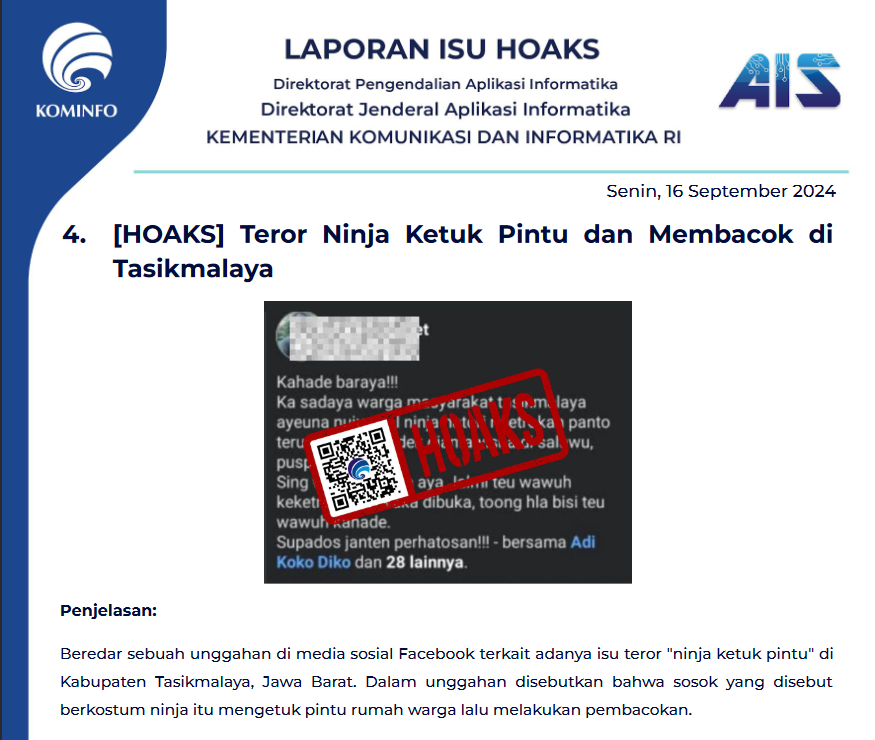 Isu Hoaks 16 September 2024