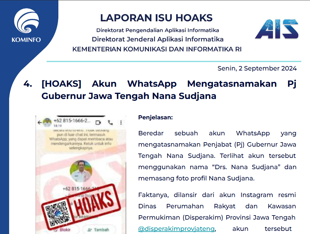 Isu Hoaks 2 September 2024