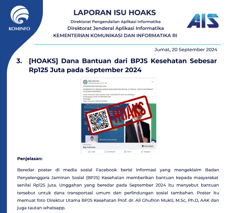 Isu Hoaks 20 September 2024