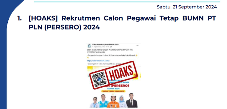 Isu Hoaks 21 September 2024