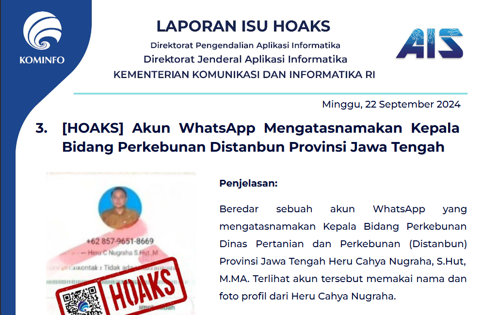 Isu Hoaks 22 September 2024