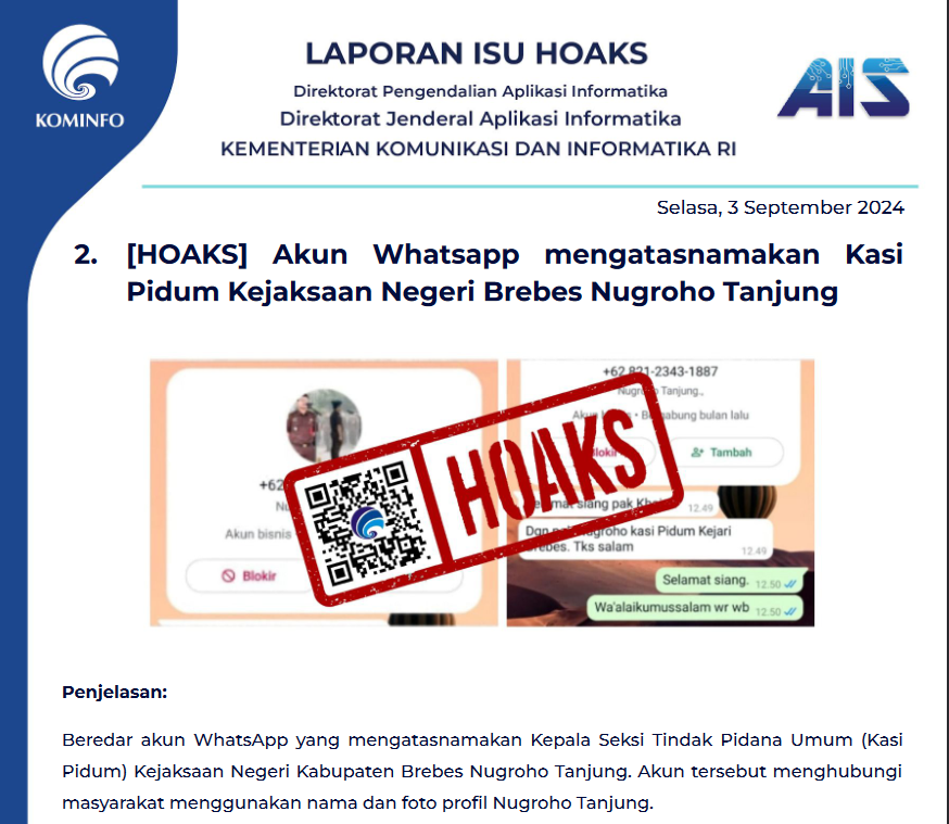 Isu Hoaks 3 September 2024