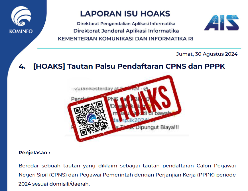 Isu Hoaks 30 Agustus 2024