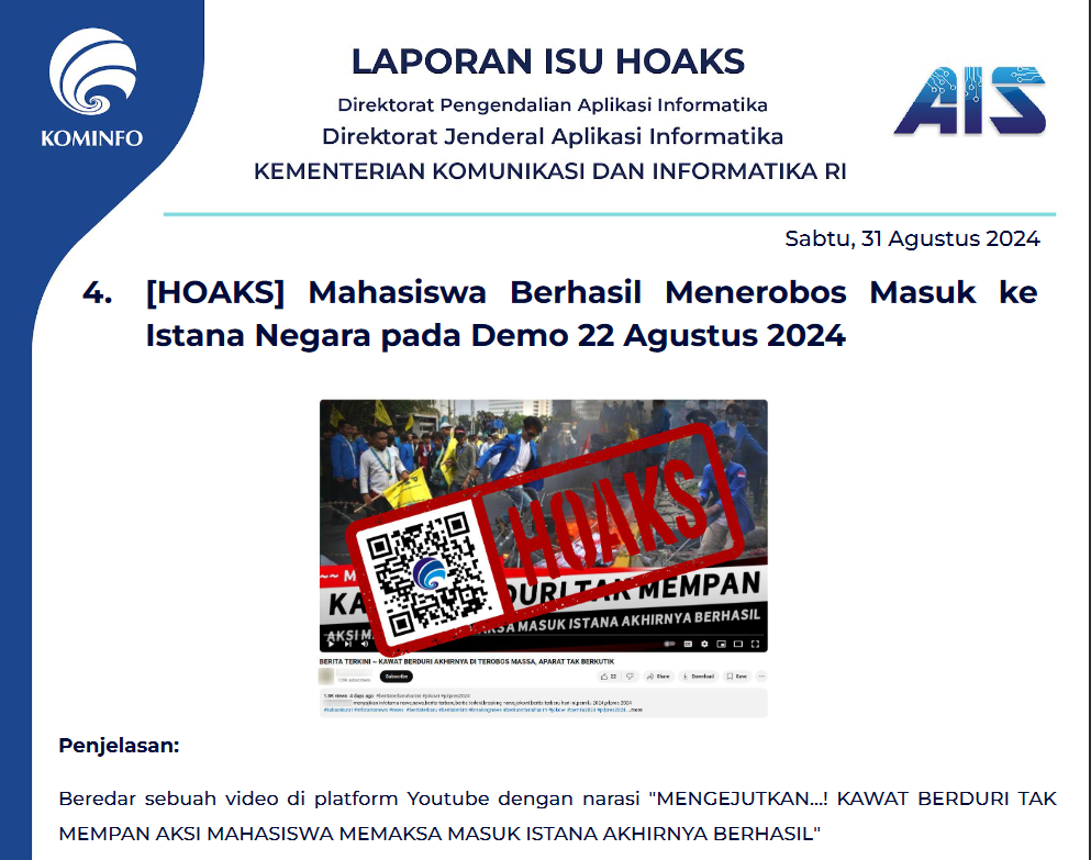 Isu Hoaks 31 Agustus 2024