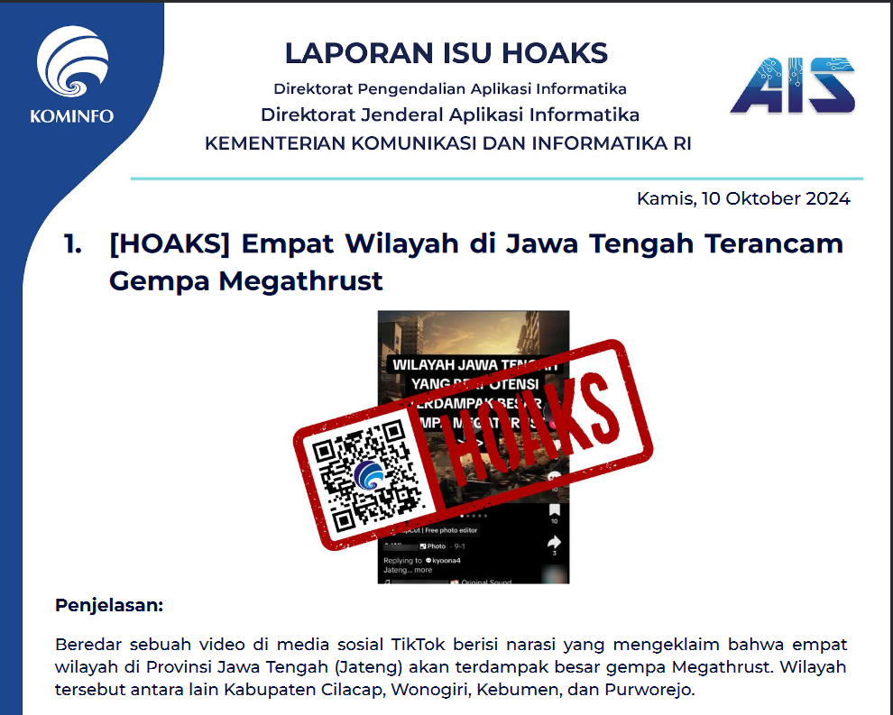 Isu Hoaks 10 Oktober 2024