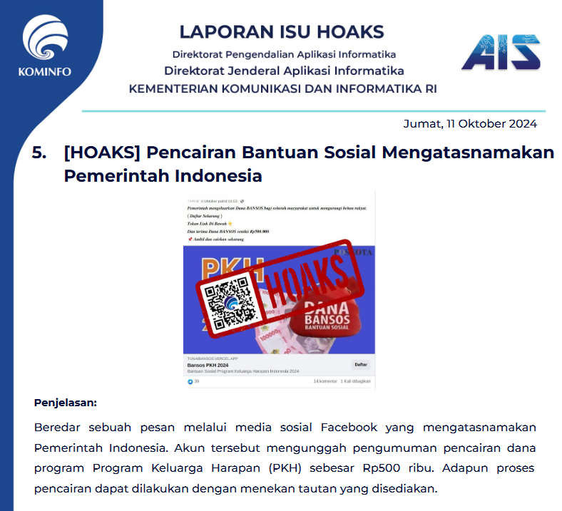 Isu Hoaks 11 Oktober 2024