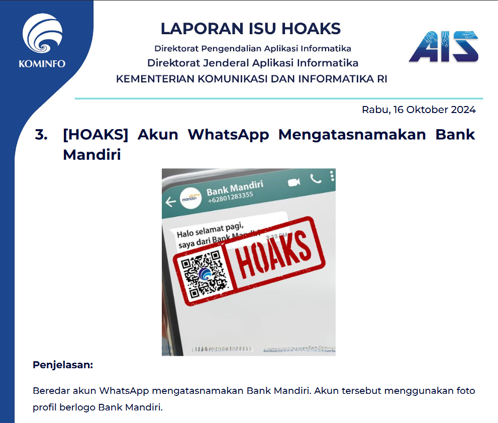 Isu Hoaks 16 Oktober 2024