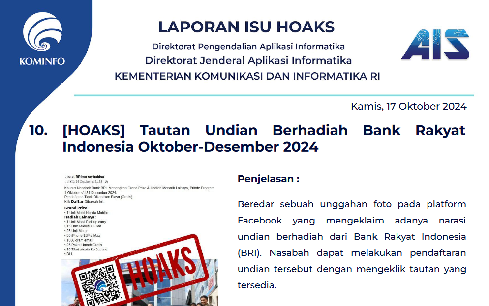 Isu Hoaks 17 Oktober 2024