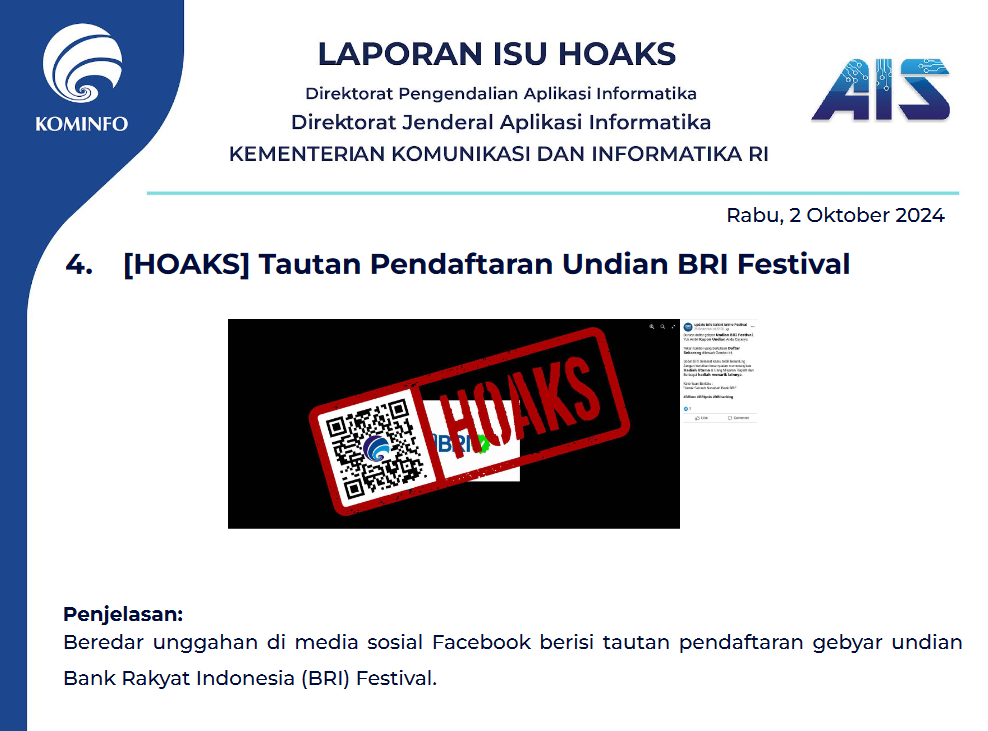 Isu Hoaks 2 Oktober 2024