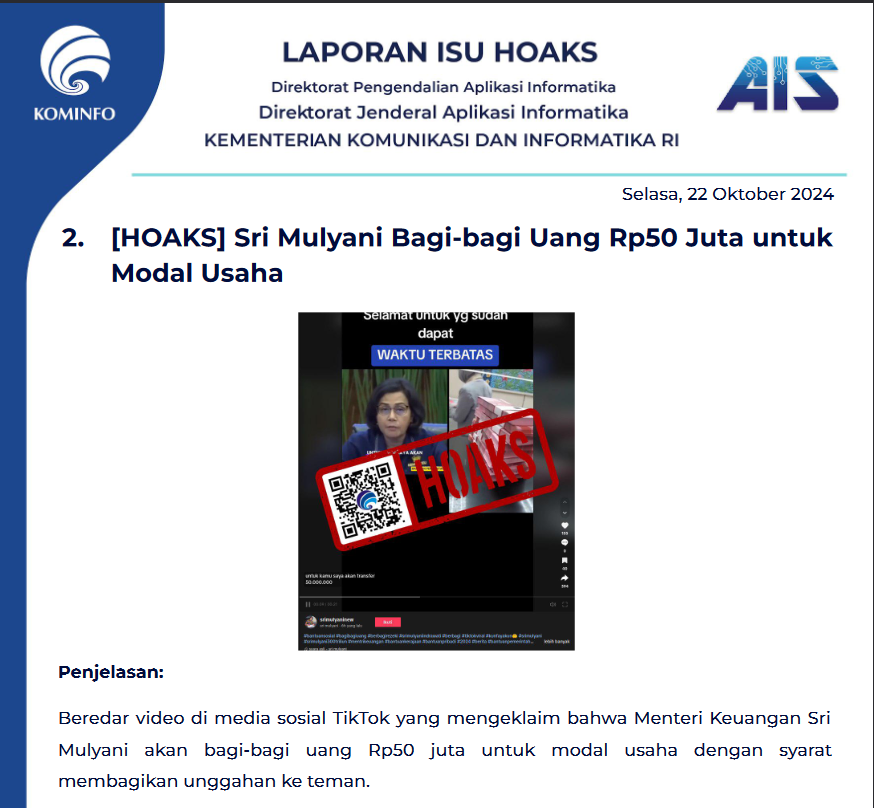 Isu Hoaks 22 Oktober 2024