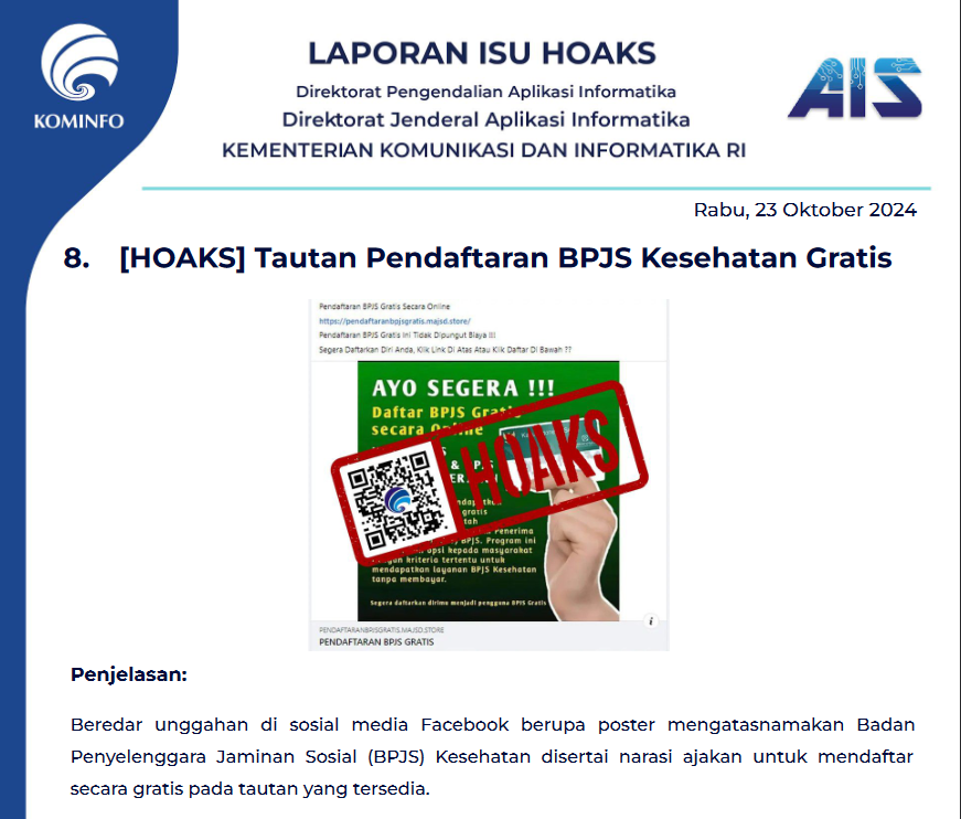 Isu Hoaks 23 Oktober 2024