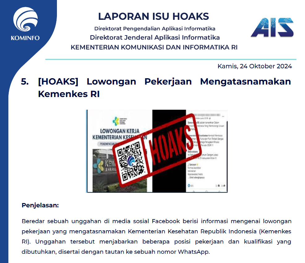 Isu Hoaks 24 Oktober 2024