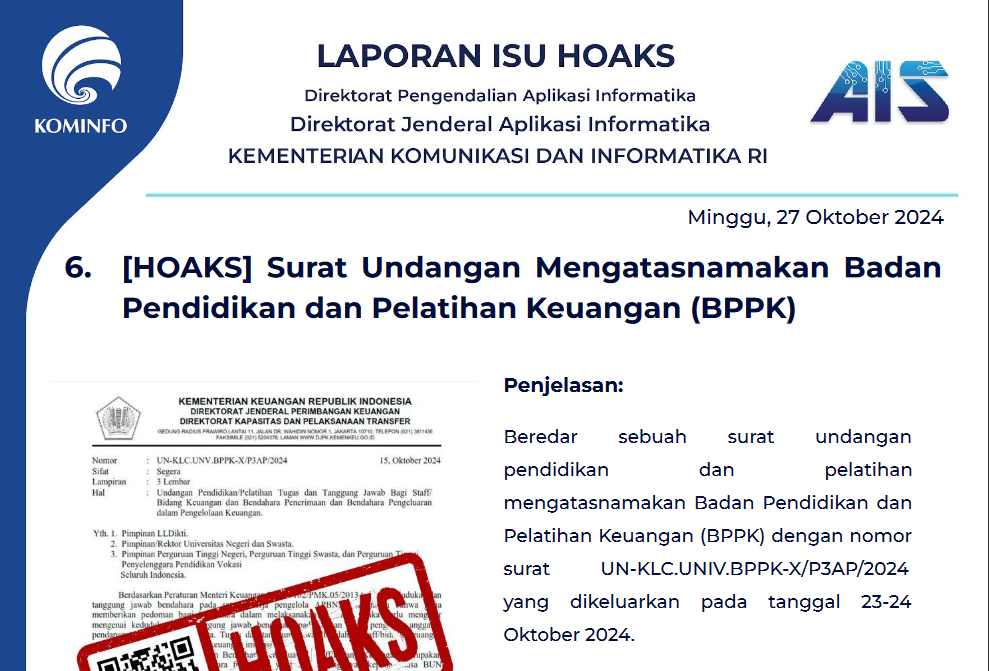 Isu Hoaks 27 Oktober 2024