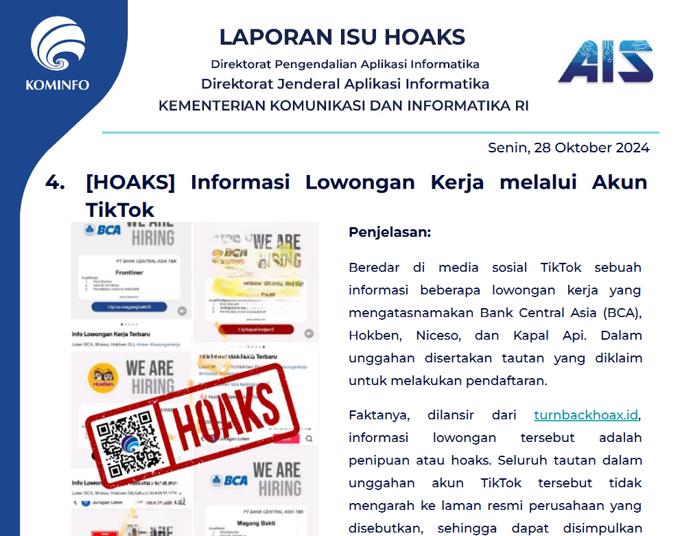 Isu Hoaks 28 Oktober 2024