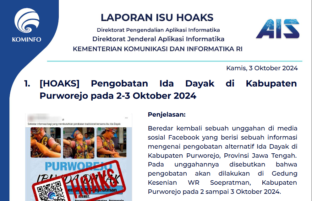 Isu Hoaks 3 Oktober 2024
