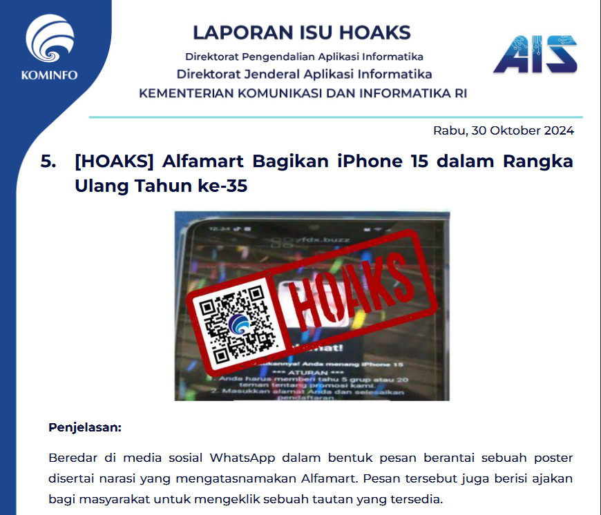 Isu Hoaks 30 Oktober 2024